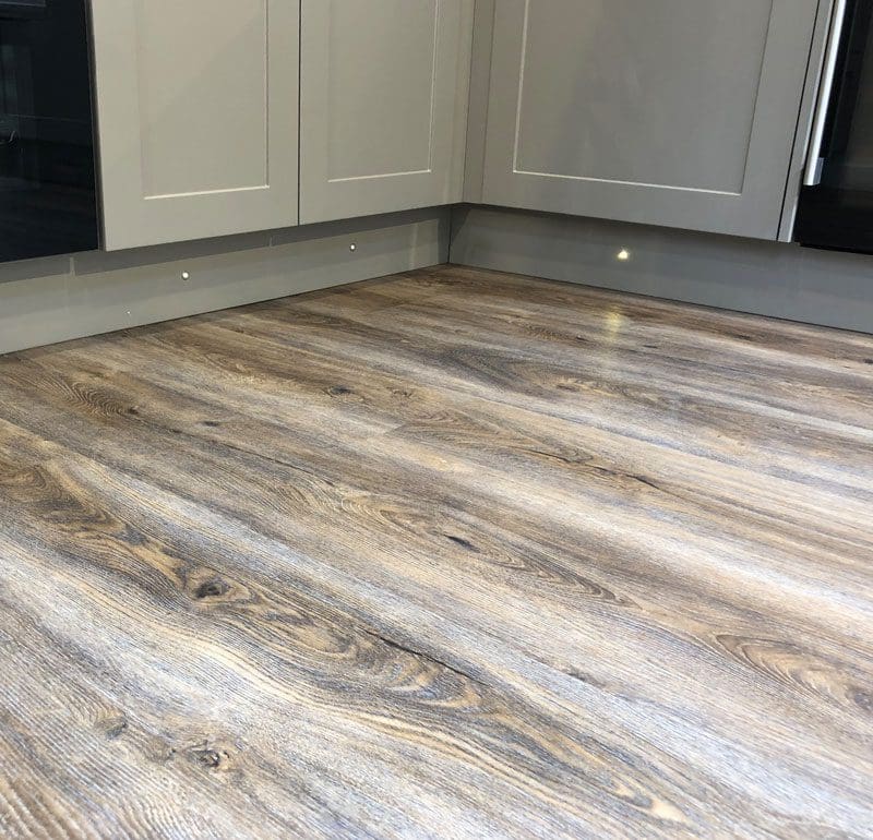 Close up of laminate flooring in a kitchen
